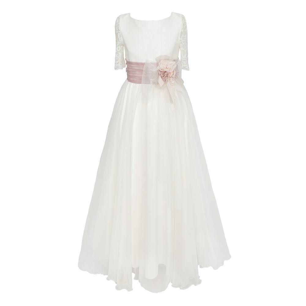 Vestido largo beige suave para comunión - L108 - marca Marla