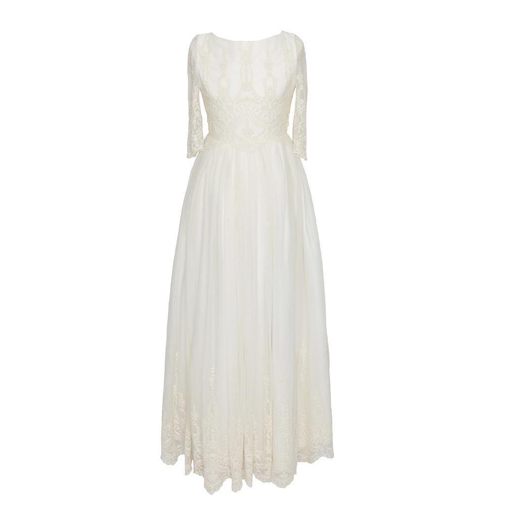 Vestido largo en tono crudo para comunión - H466 - marca Marla