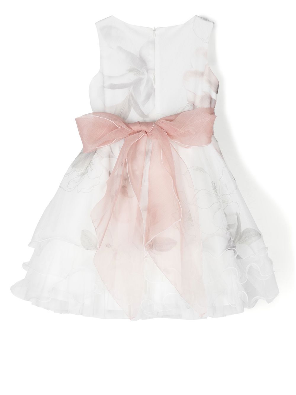 Vestido blanco tul con estampado floral para eventos sociales - 636 - marca Mimilú