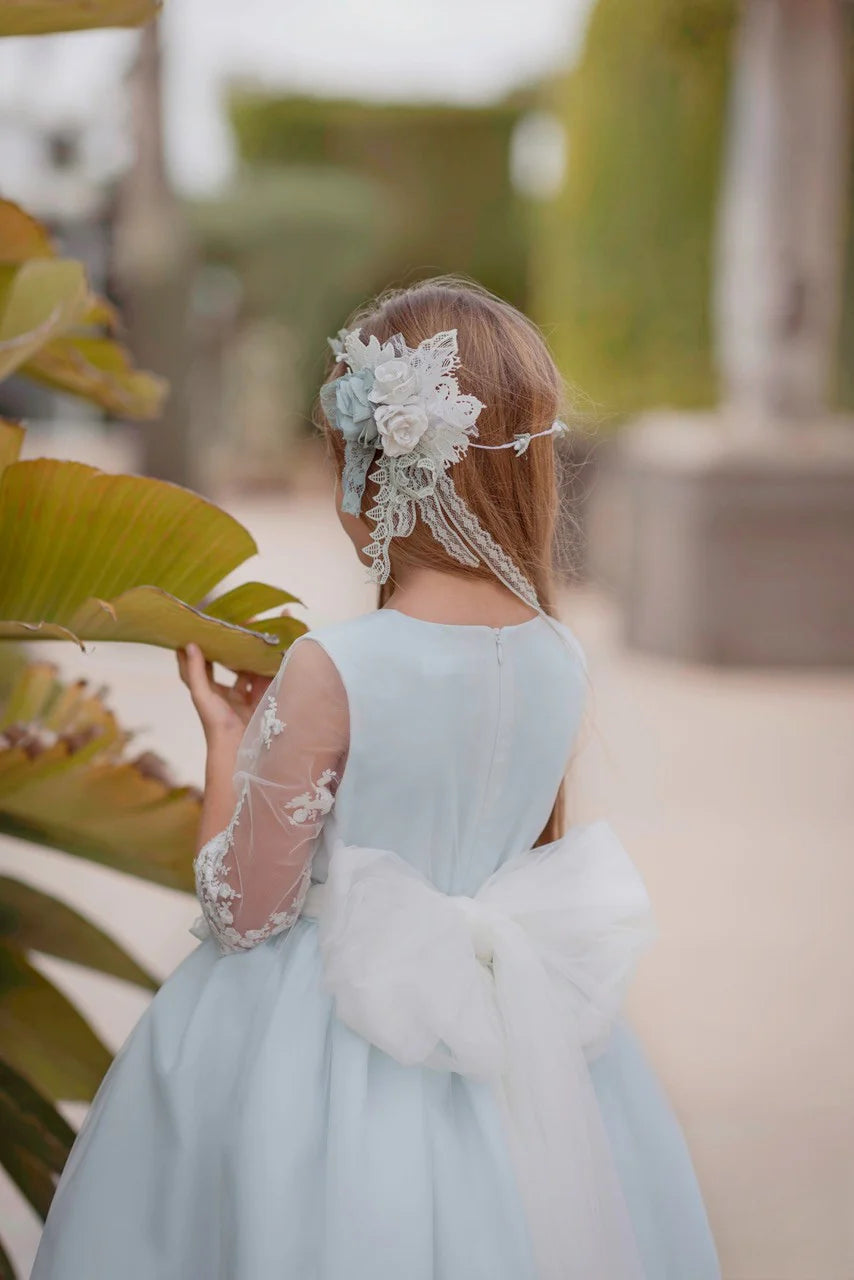 Vestido largo de comunión azul cielo - 202 - marca Mimilú