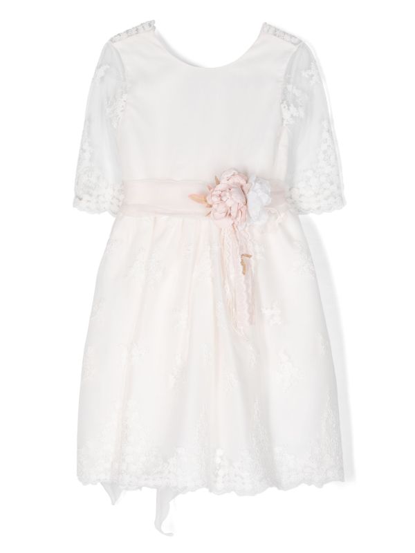 Vestido corto blanco con bordado floral para eventos sociales - 931 - marca Mimilú