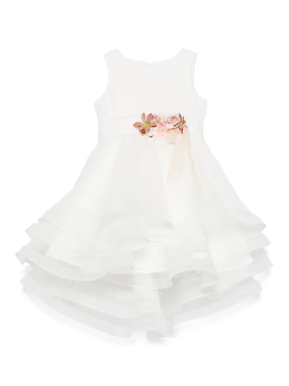 Vestido blanco falda con volantes para eventos sociales - 207 - marca Mimilú