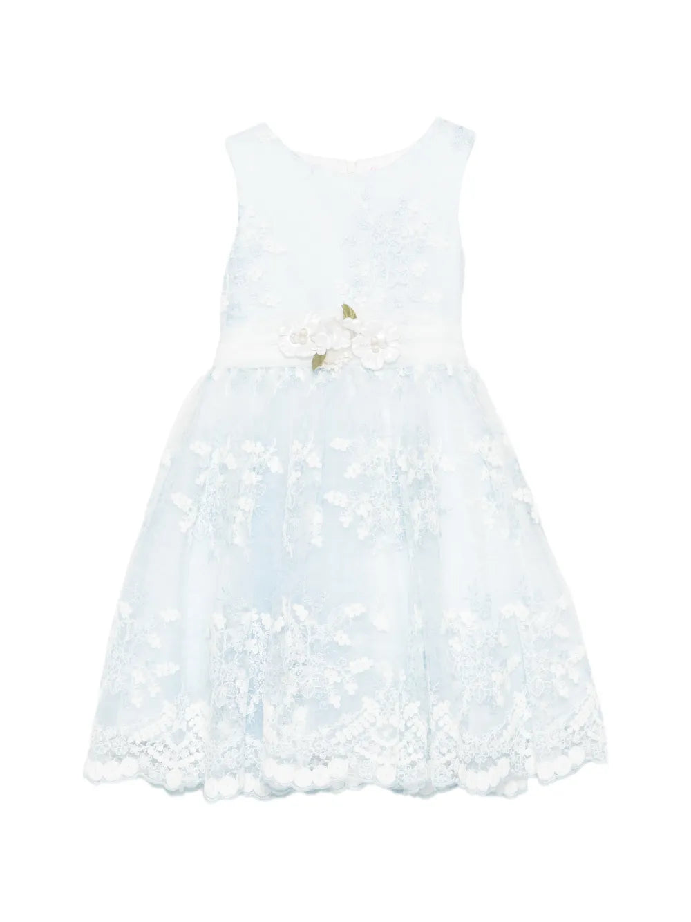 Vestido color azul claro con bordado floral para eventos sociales niña - 245 - marca Mimilú