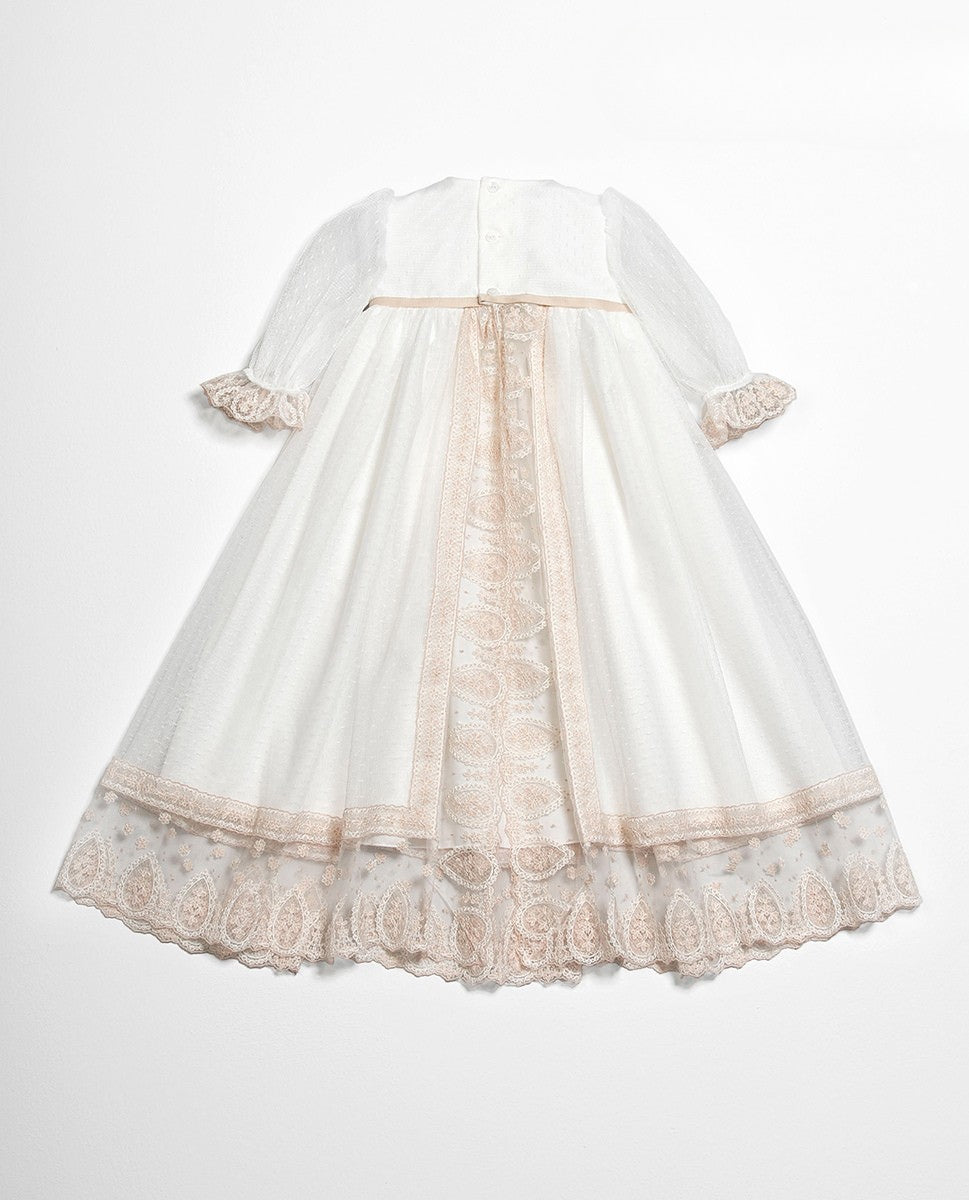 Ropón de tul para bautizo color blanco con gorro y calzoncillo - 632101 - marca Amaya