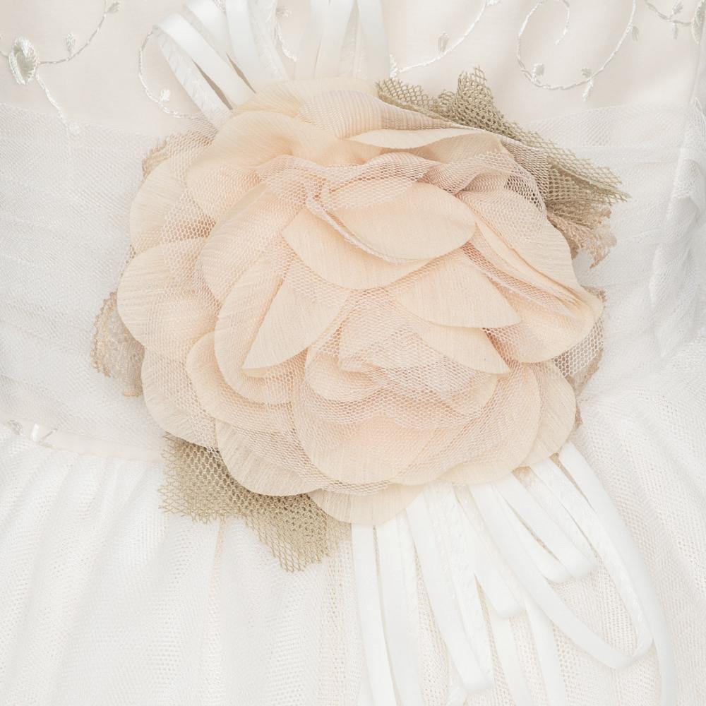 Vestido largo tono salmón para comunión con flor - K240 - marca Marla
