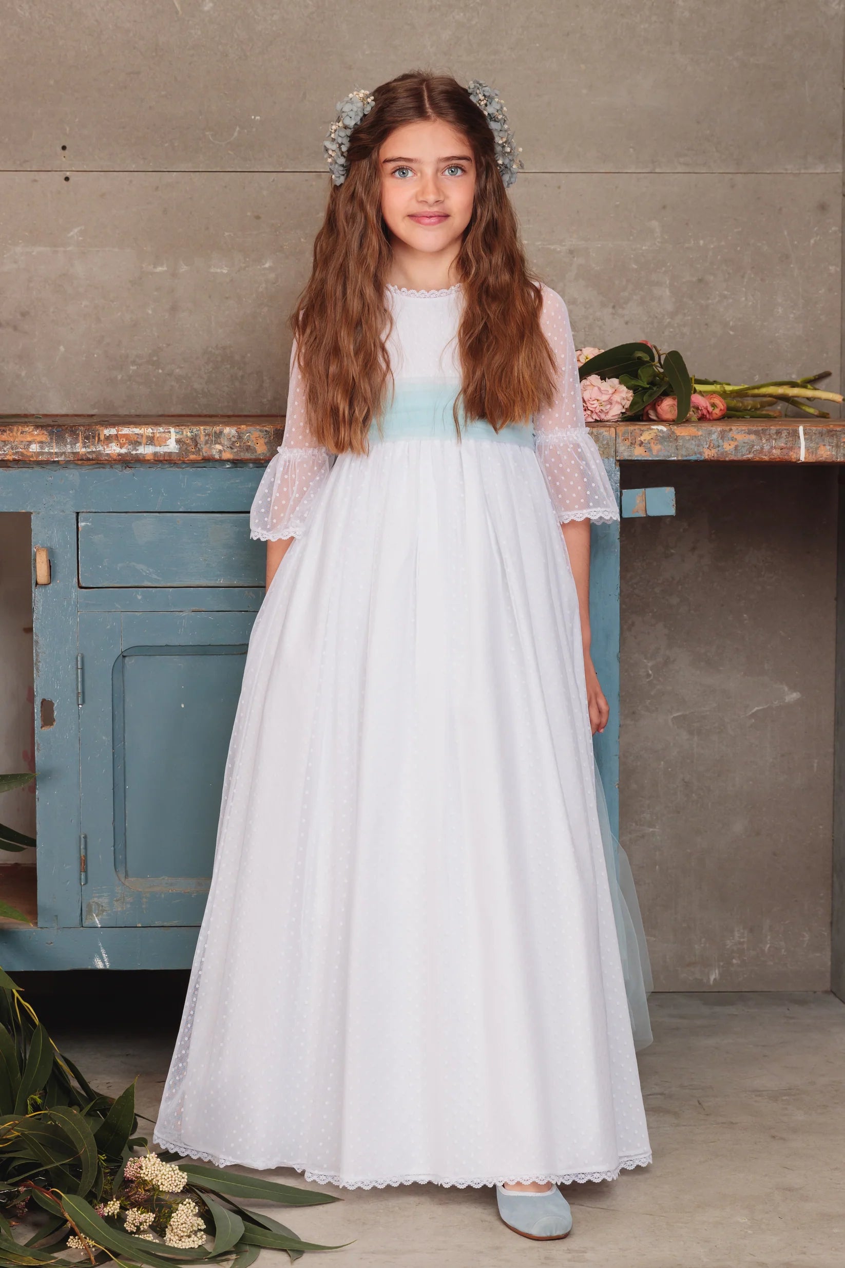 Vestido largo de comunión POLINE - marca Flor de C
