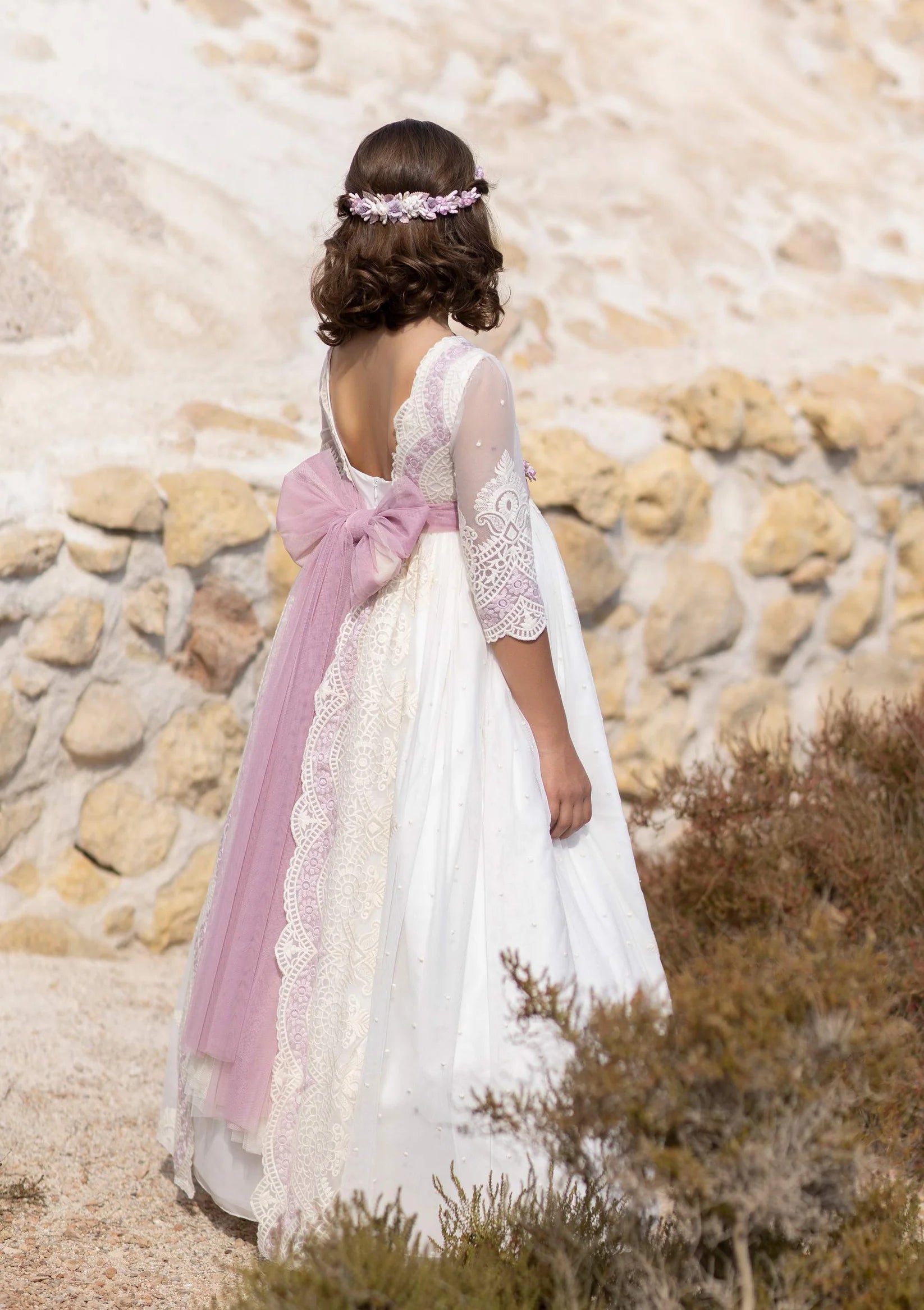 Vestido largo de comunión EVELYN LILA - marca Alhuka