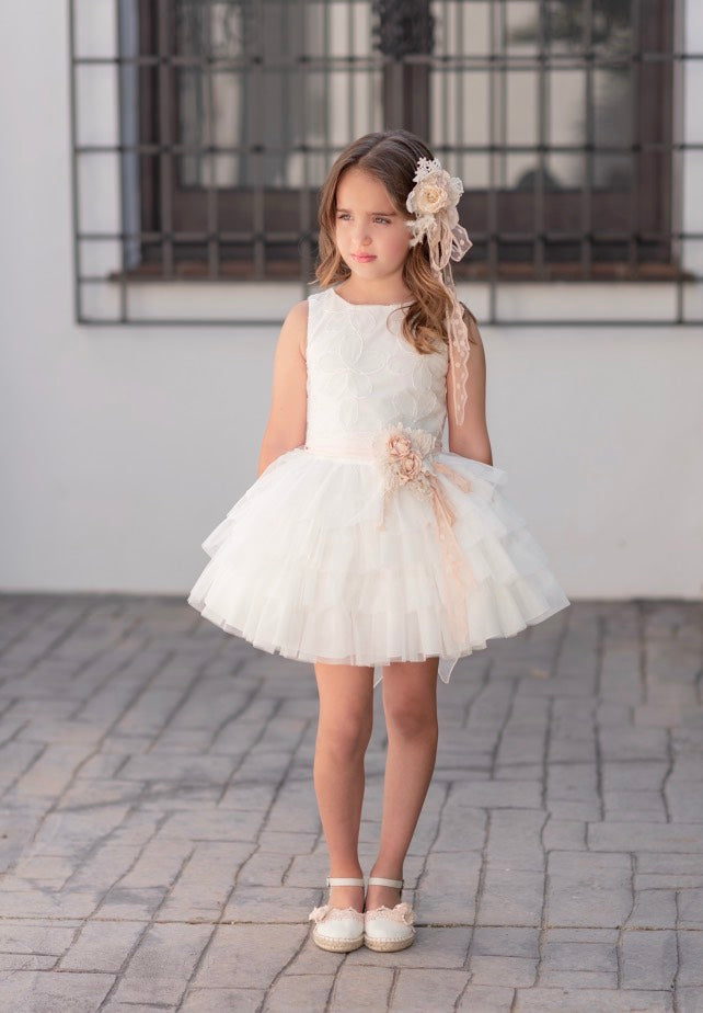 Vestido blanco con falda de bailarina para eventos sociales - 432 - marca Mimilú