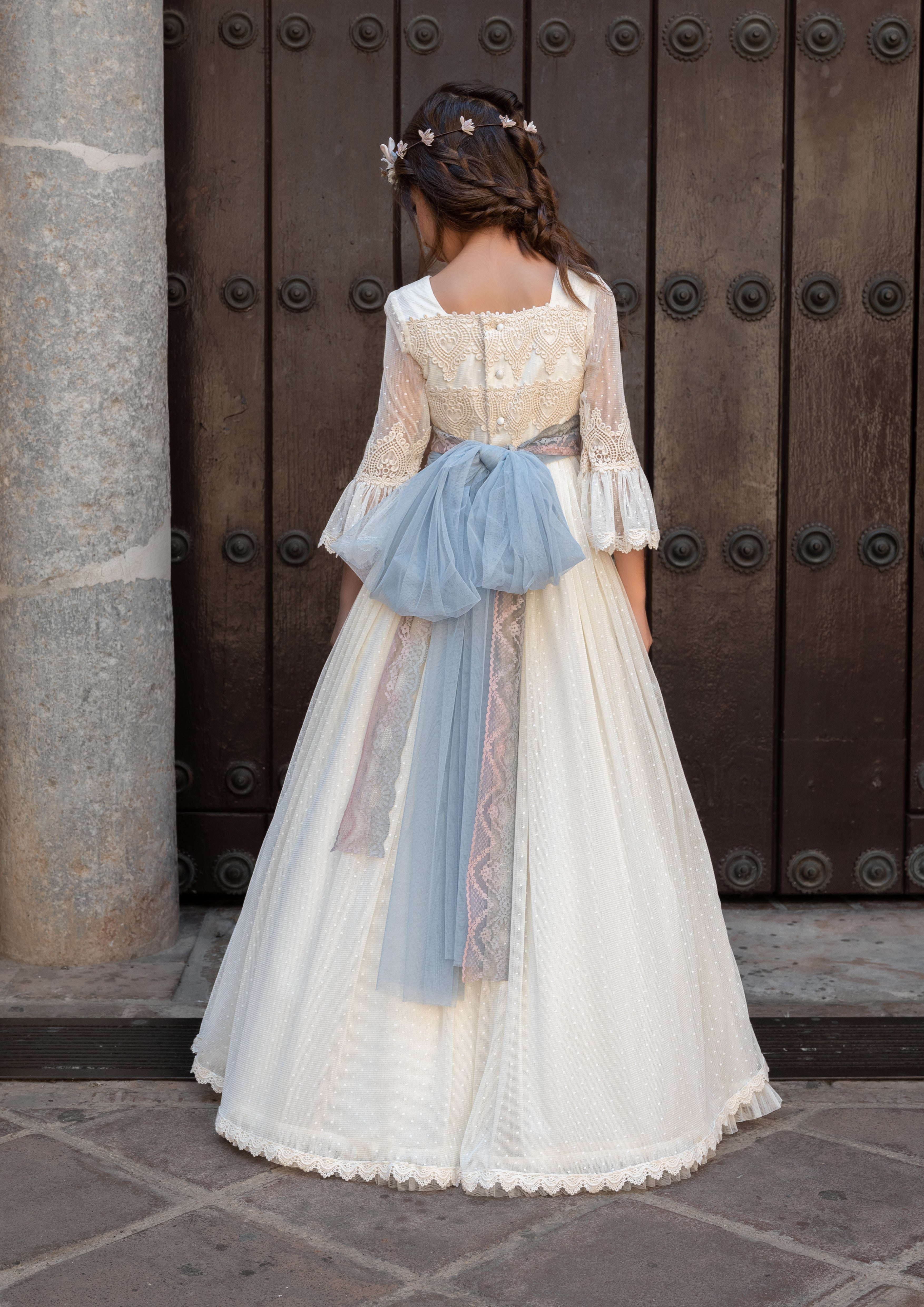 Vestido largo de comunión GERALDINE - marca Manuela Macías