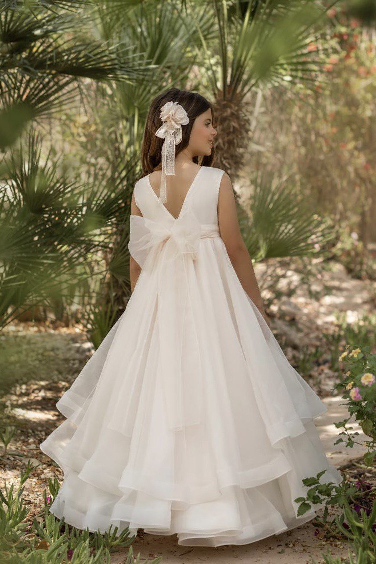 Vestido largo en tonos rosa para comunión - 826 - marca Mimilú