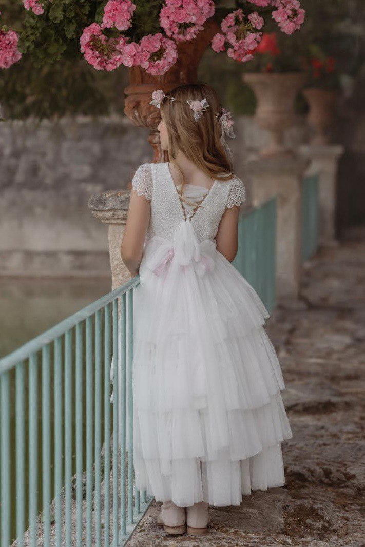 Vestido HIGH LOW blanco para comunión blanco - 142 - marca Mimilú