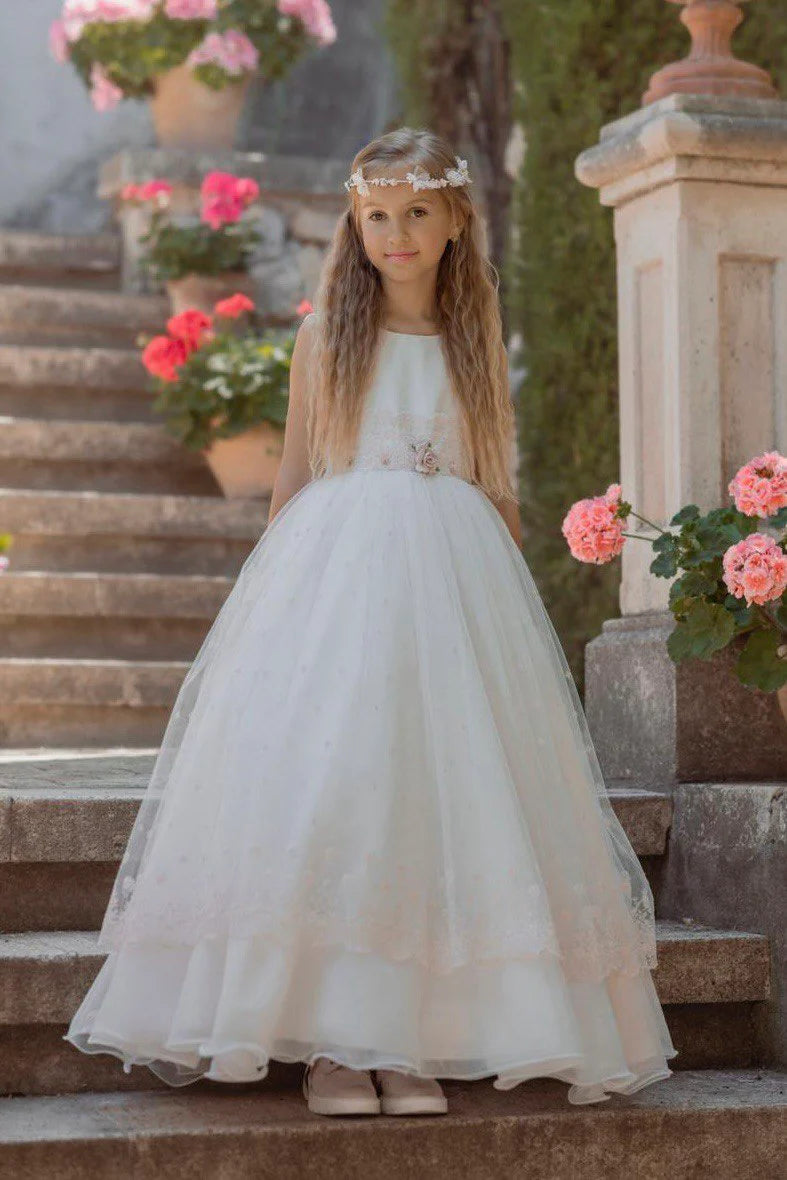 Vestido largo de comunión con tonos rosa - 106 - marca Mimilú