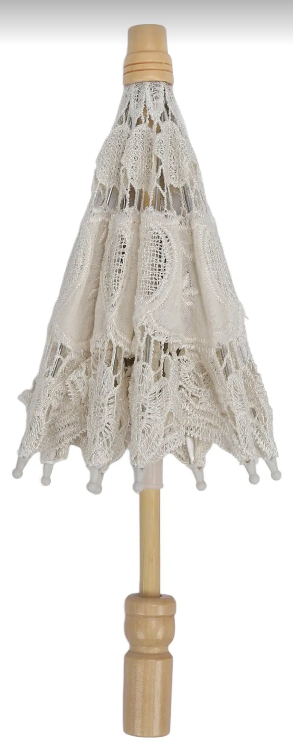 Sombrilla bordada de encaje y algodón - BEIGE