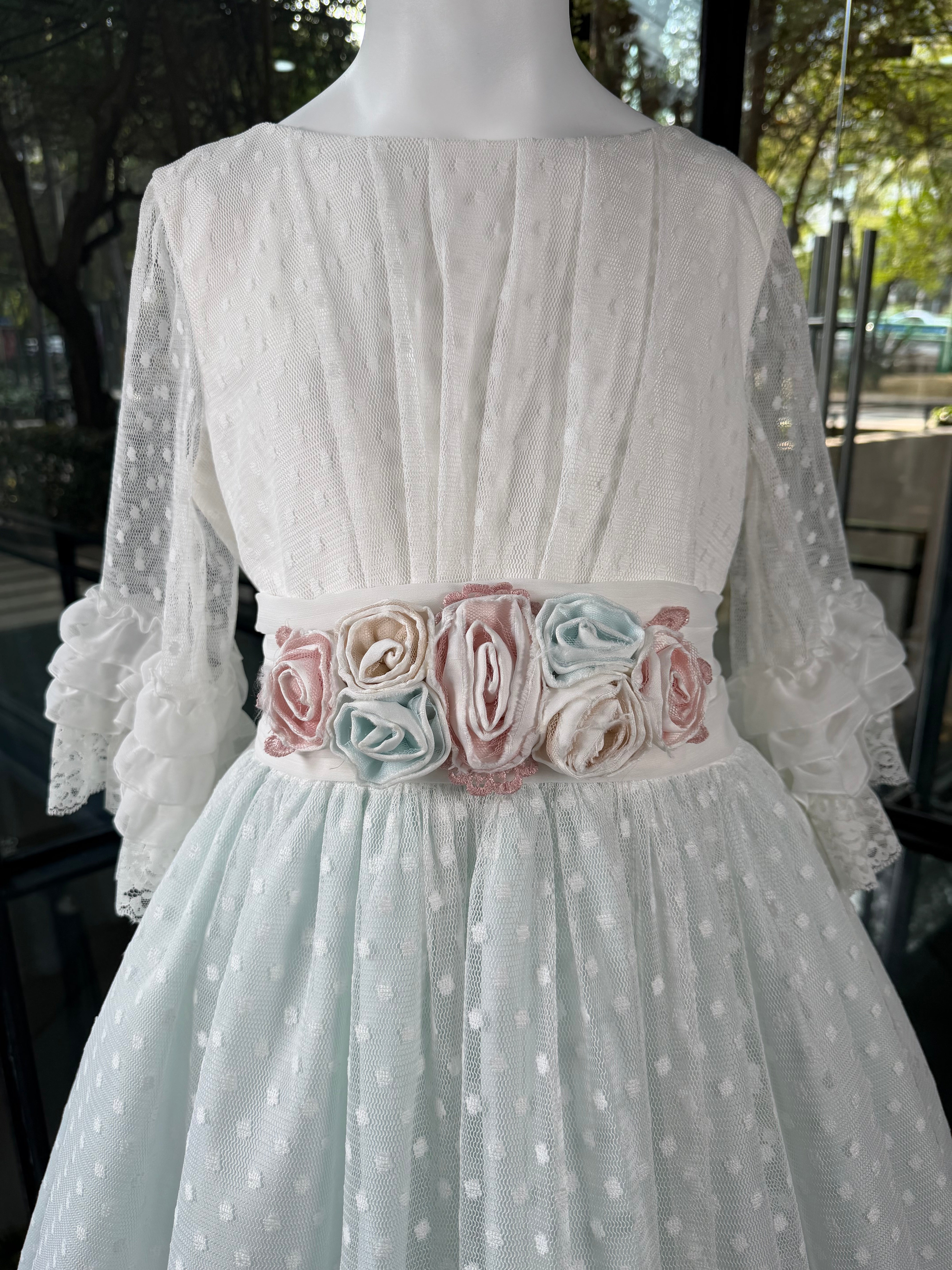 Vestido largo de tul plumetti para comunión - R216 - marca Marla