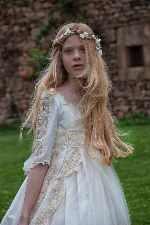 white cotton communion dress Cotton Eyelet First Communion Dress