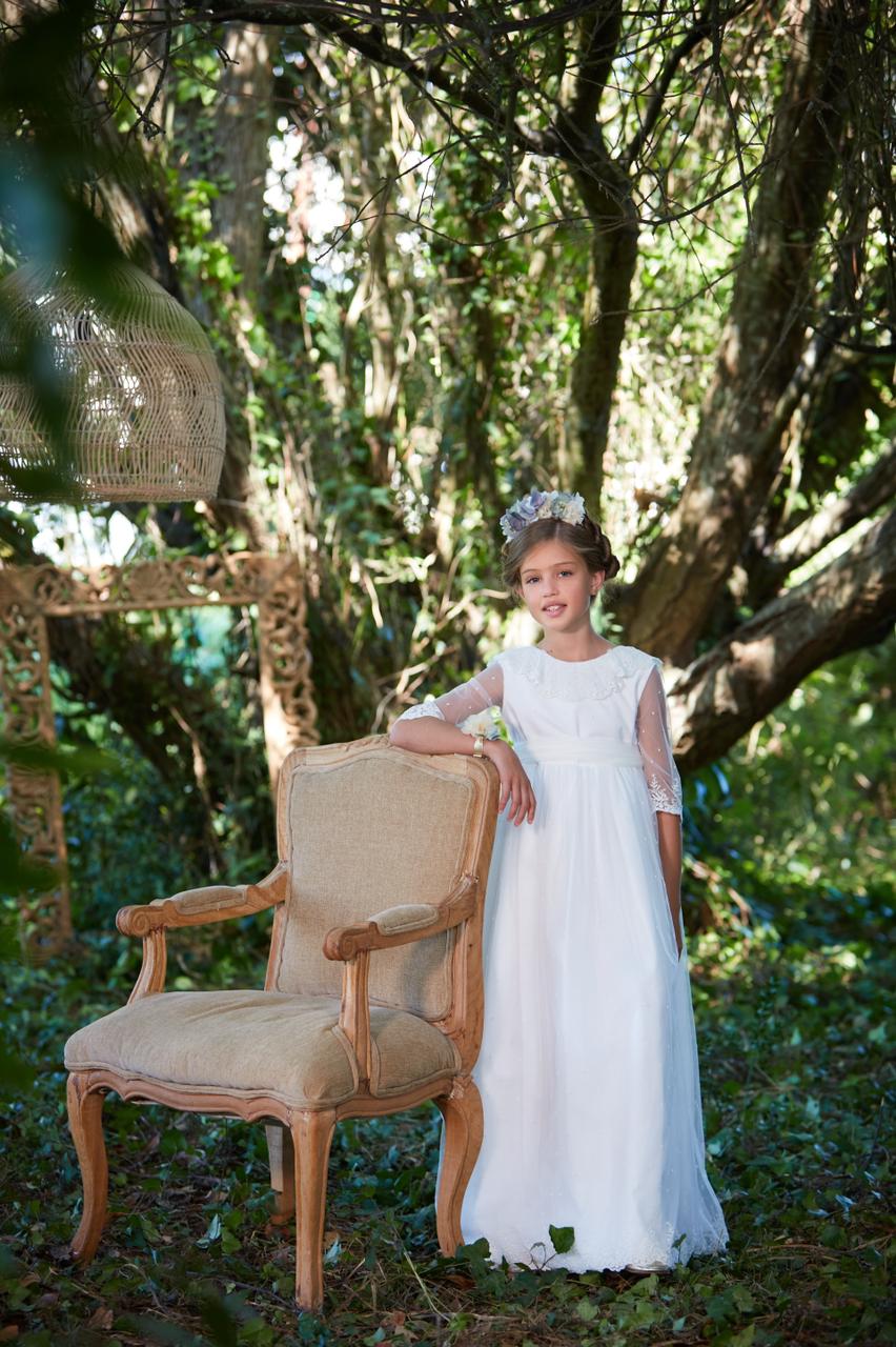 Vestido largo de comunión CAYETANA - marca Flor de C