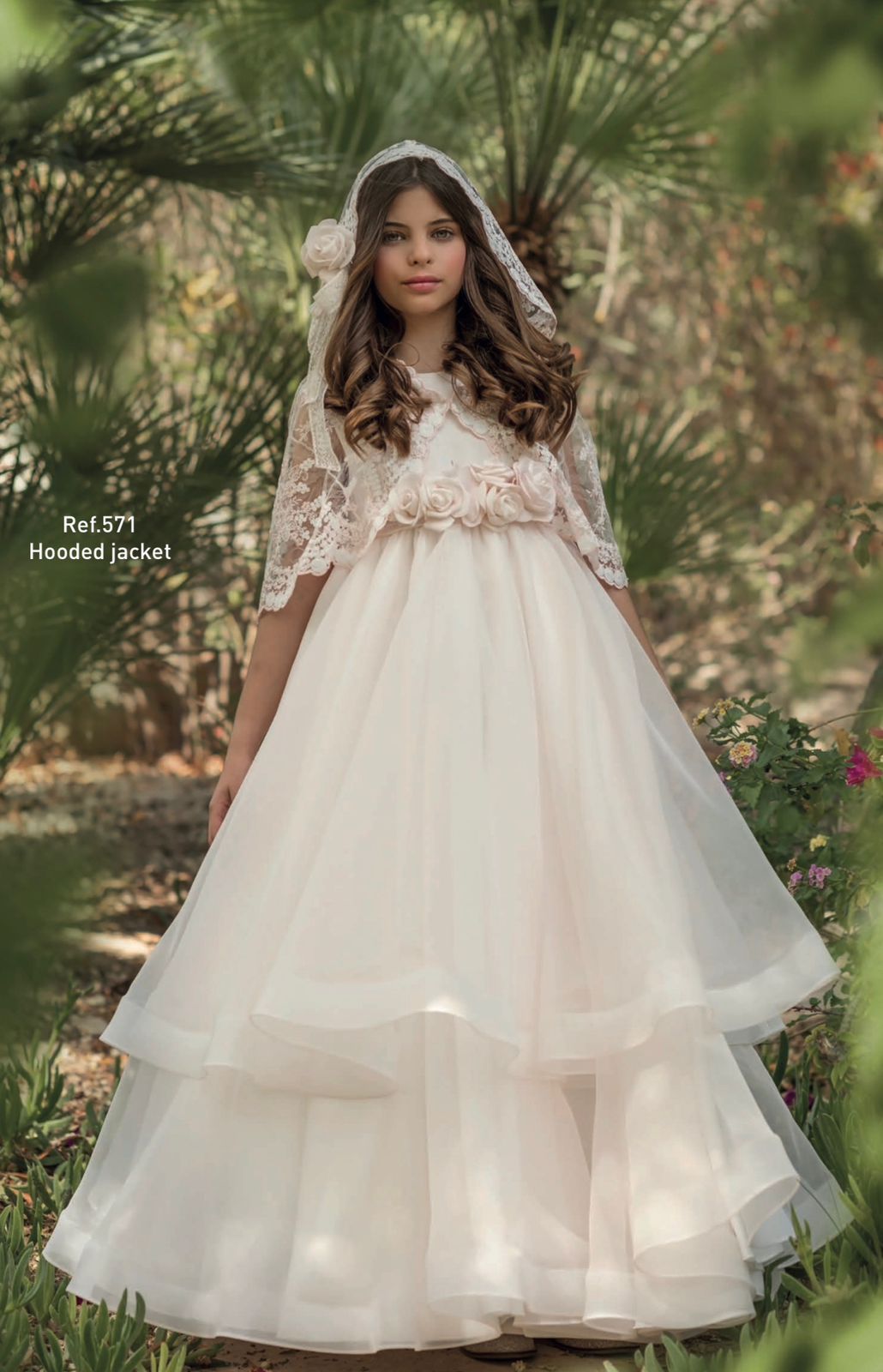 Vestido largo en tonos rosa para comunión - 826 - marca Mimilú