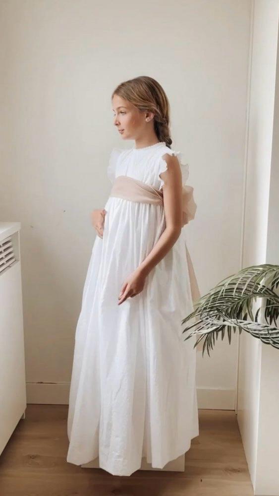 Vestido de algodón en tono blanco para comunión niña - ANETTE - marca Petritas