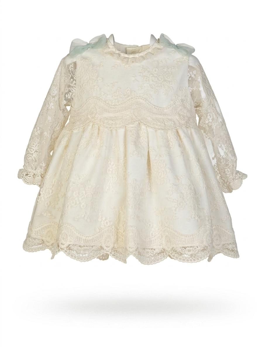 Vestido para bautizo con braguita y gorro a juego - 3107 - marca Mimosines