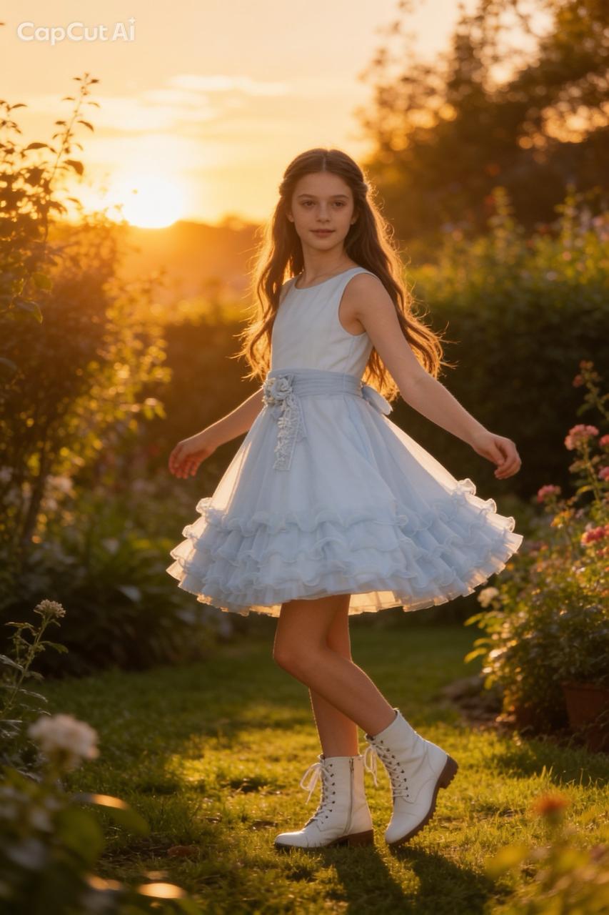 Vestido de tul color azul claro con falda vaporosa para niña - 205 - marca Mimilú