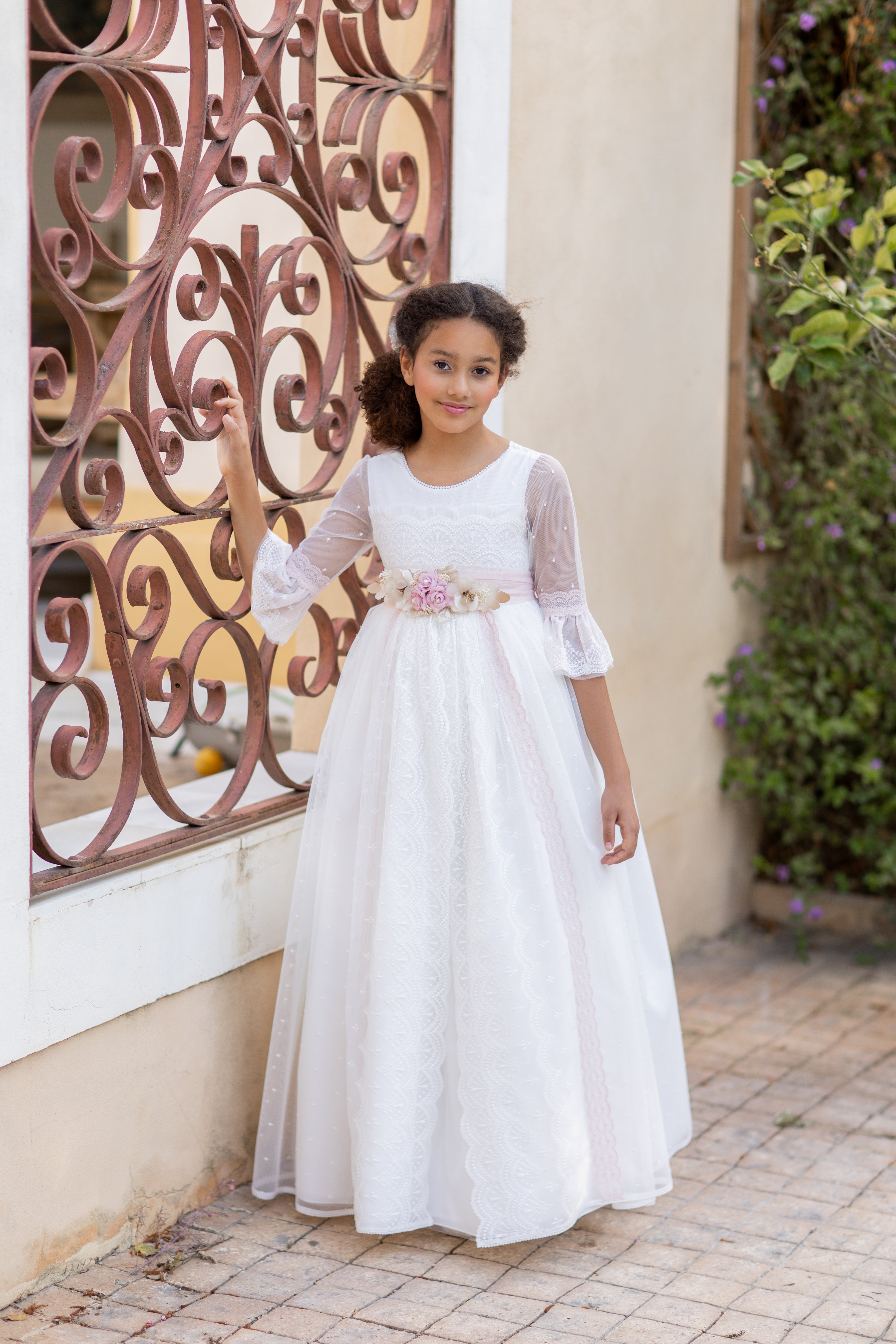 Vestido largo para comunión modelo ALHELI - marca Alhuka