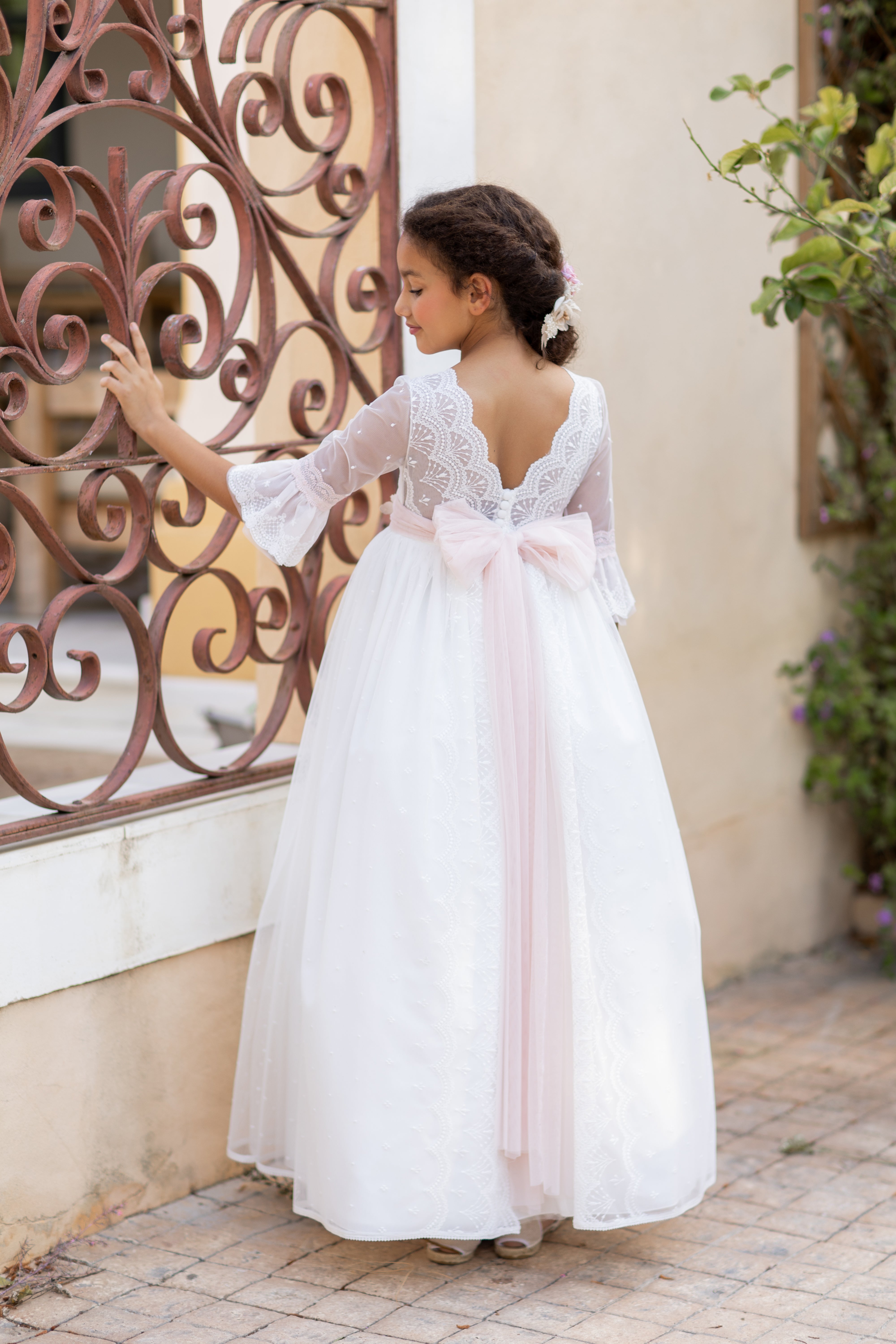 Vestido largo para comunión modelo ALHELI - marca Alhuka