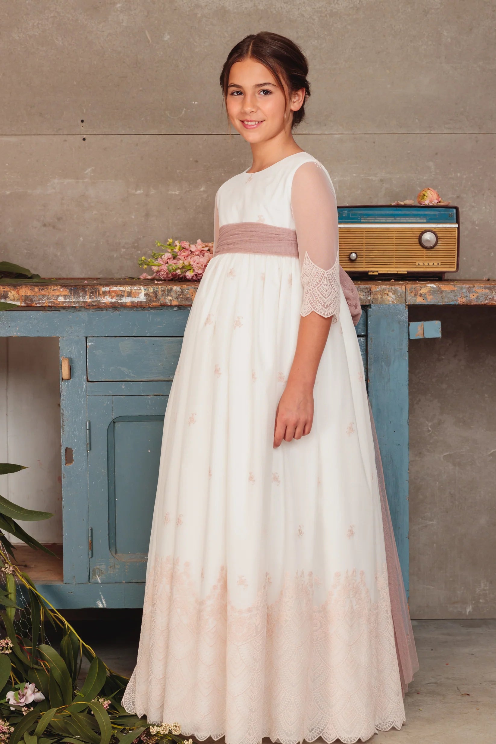 Vestido largo de comunión SIMONE - marca Flor de C