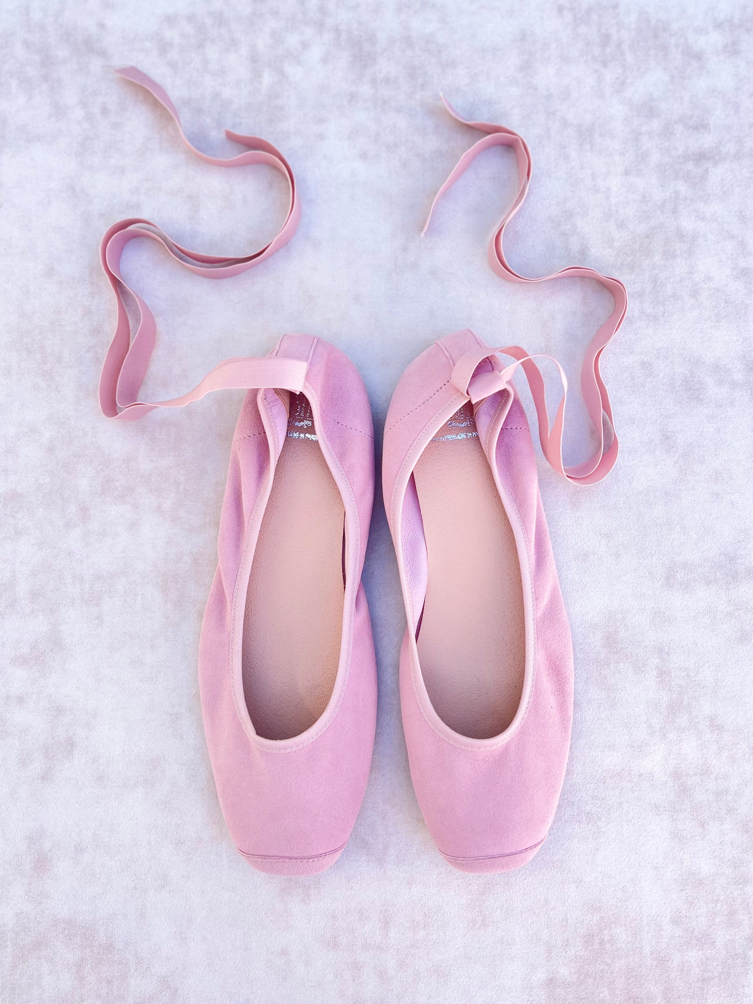 Zapatos Bailarinas de comunión en ante color ROSA - marca Flor de C