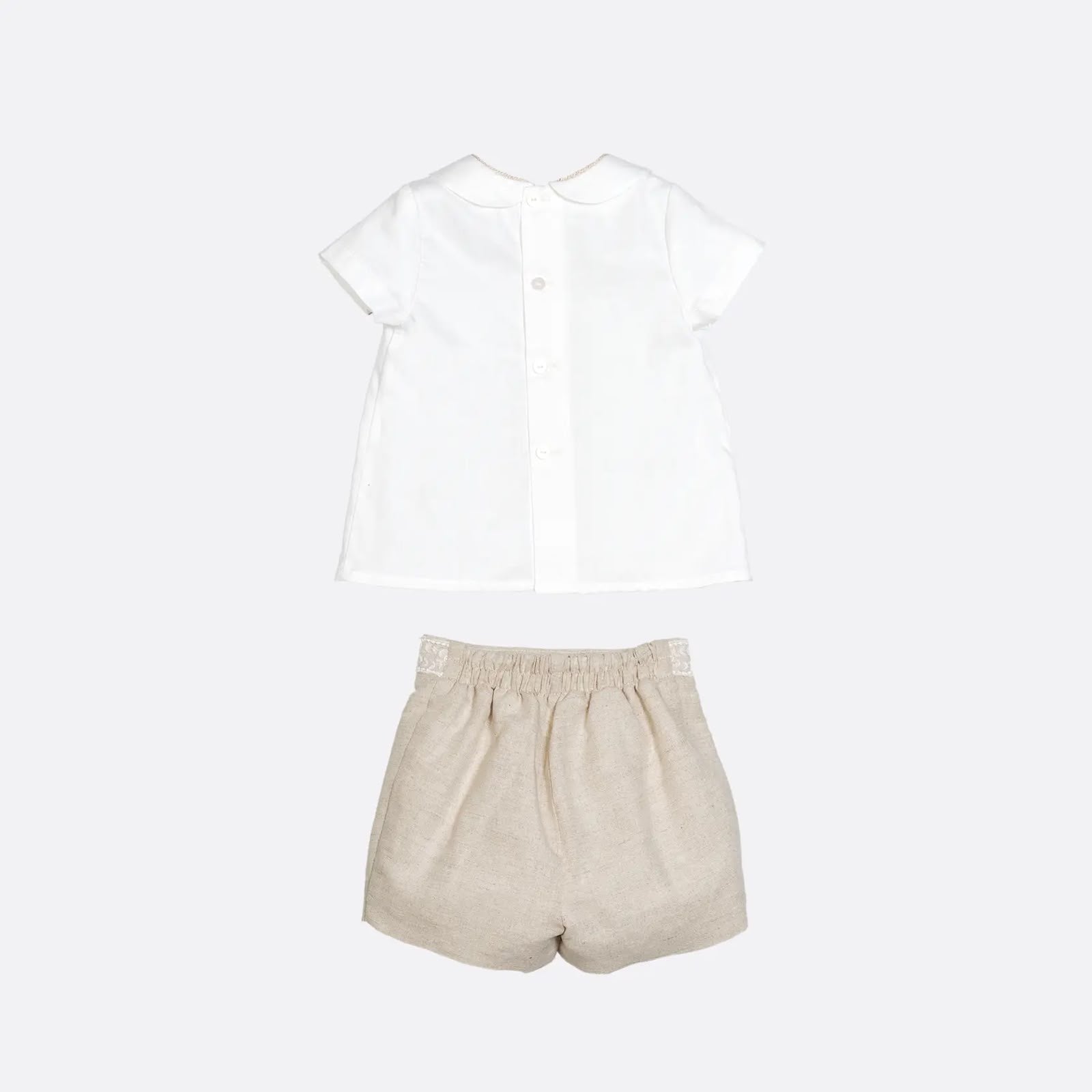 Conjunto de bautizo con camisa blanca y pantalón corto de lino para niño - Dolce Linen - marca Amaya