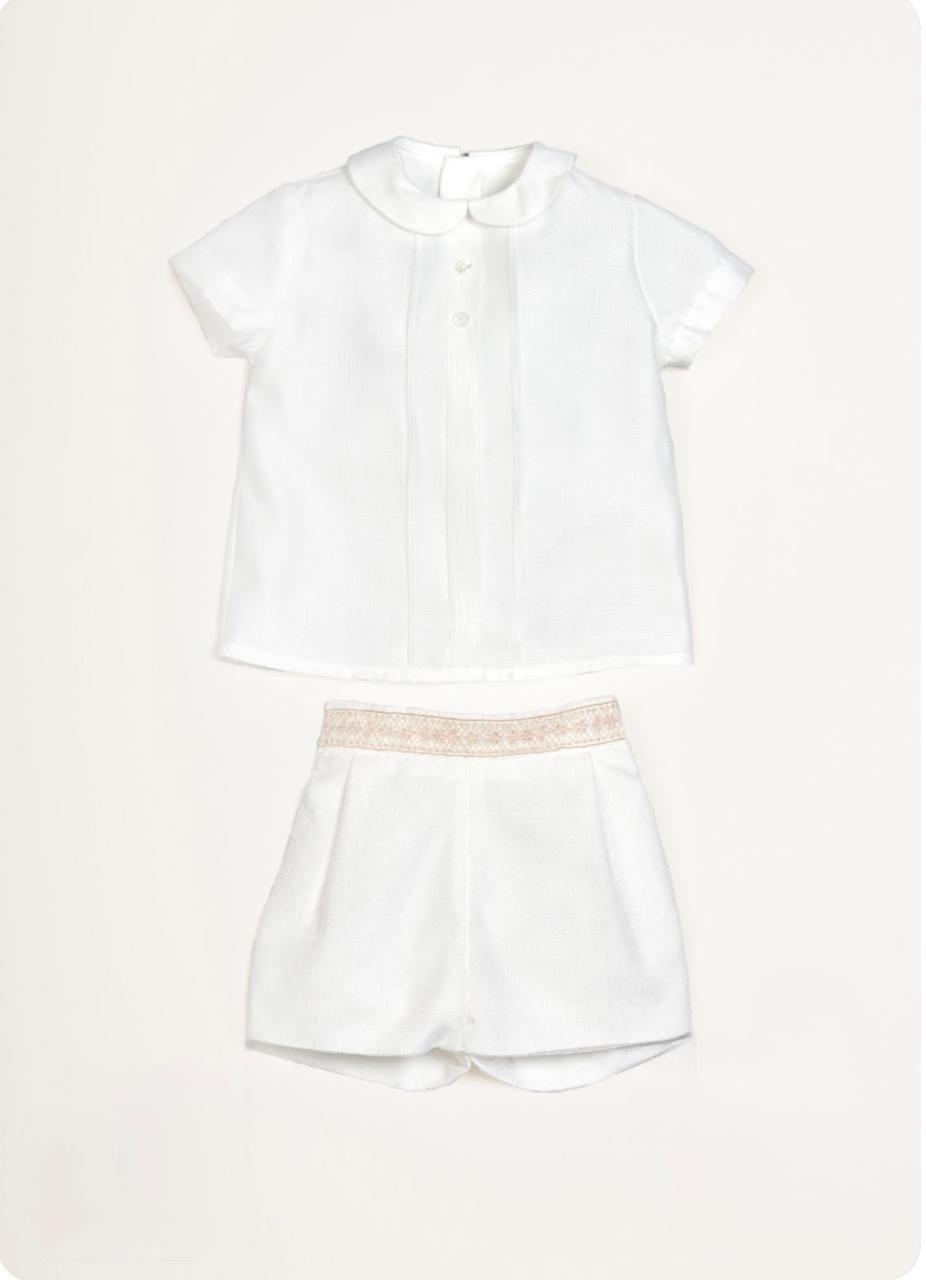 Conjunto de bautizo con camisa y pantalón corto para niño - Huve - marca Amaya