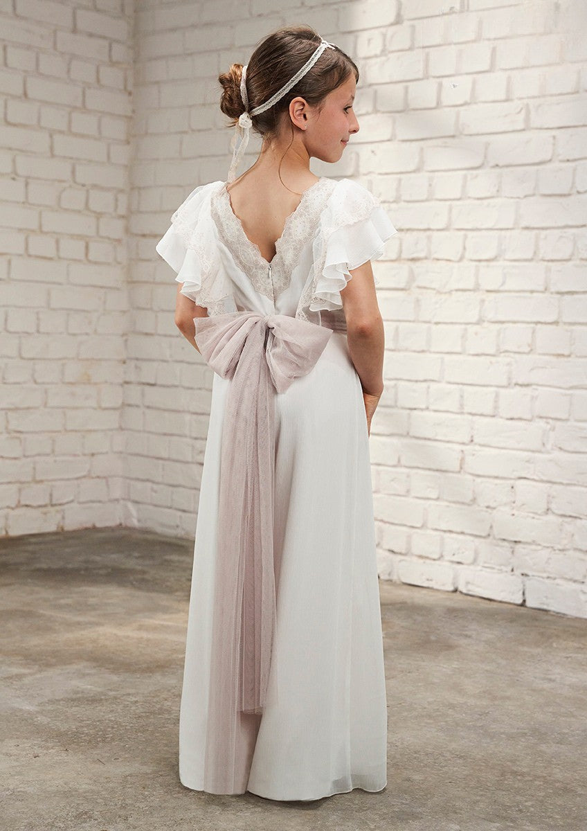Enterizo de pantalón color blanco con manga de volantes dobles - 636049 - marca Amaya