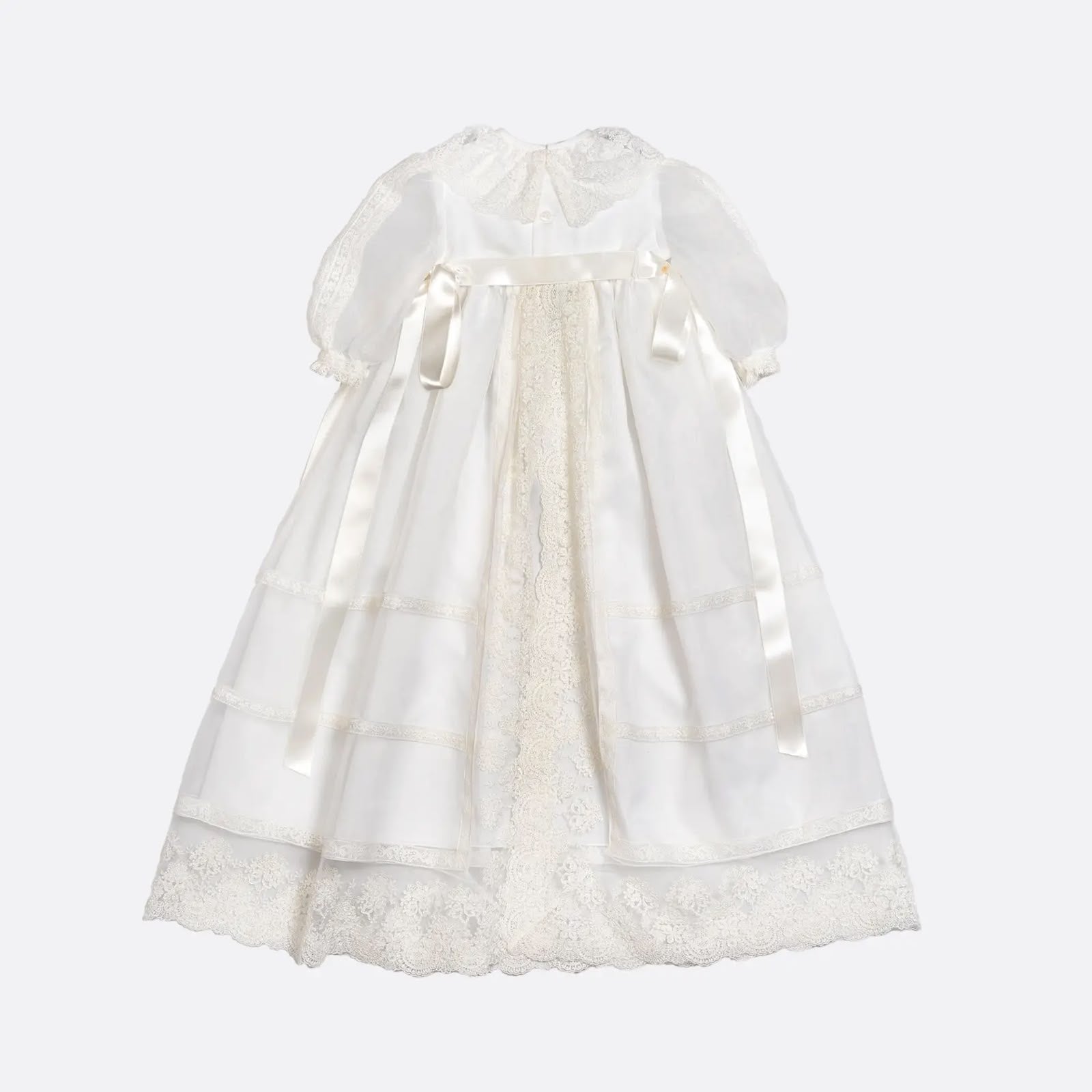 Ropón de organza cristal decorado con encaje para bebé - Crystal - marca Amaya