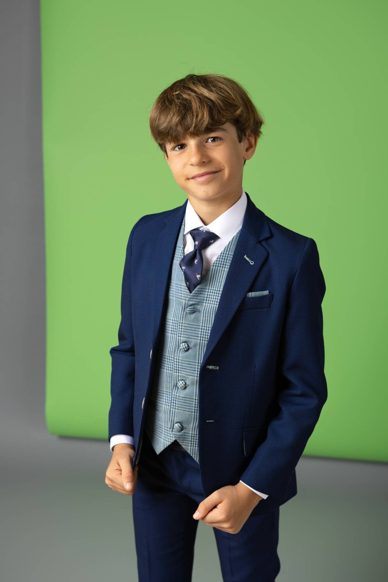 Traje completo modelo Florencia con saco y pantalón color azul marino para niños - marca Nova Drima