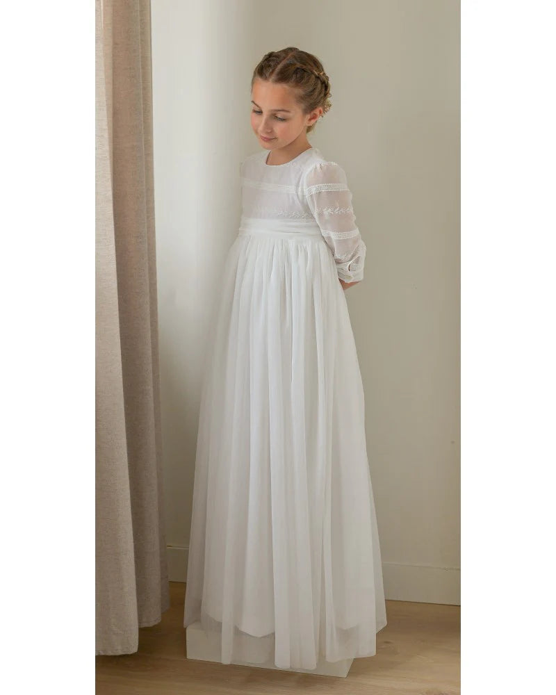 Vestido largo de comunión blanco com manga larga CONSTANTINE - marca Petritas