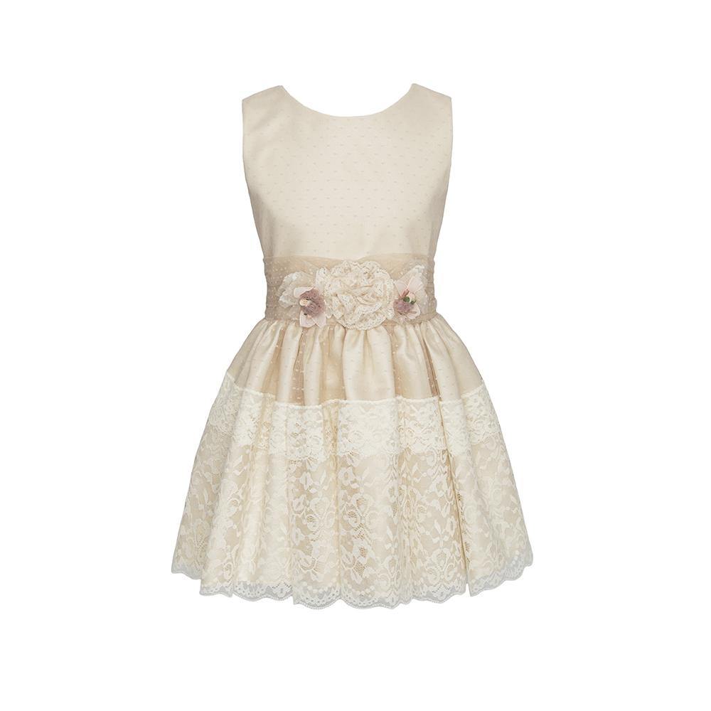 Vestido corto color beige sin manga para eventos sociales - M046 - marca Marla