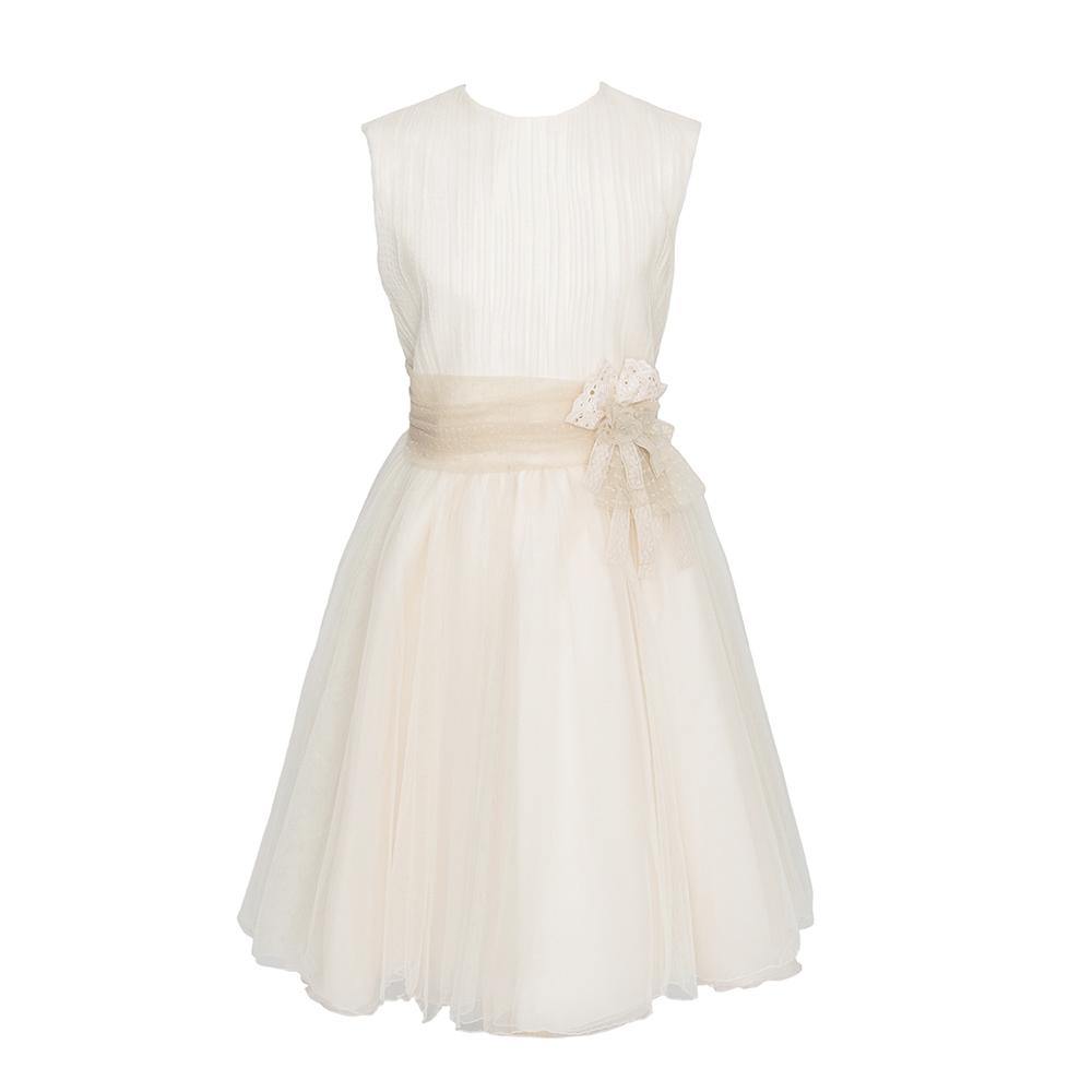 Vestido tono beige sin manga para eventos sociales - H074 - marca Marla