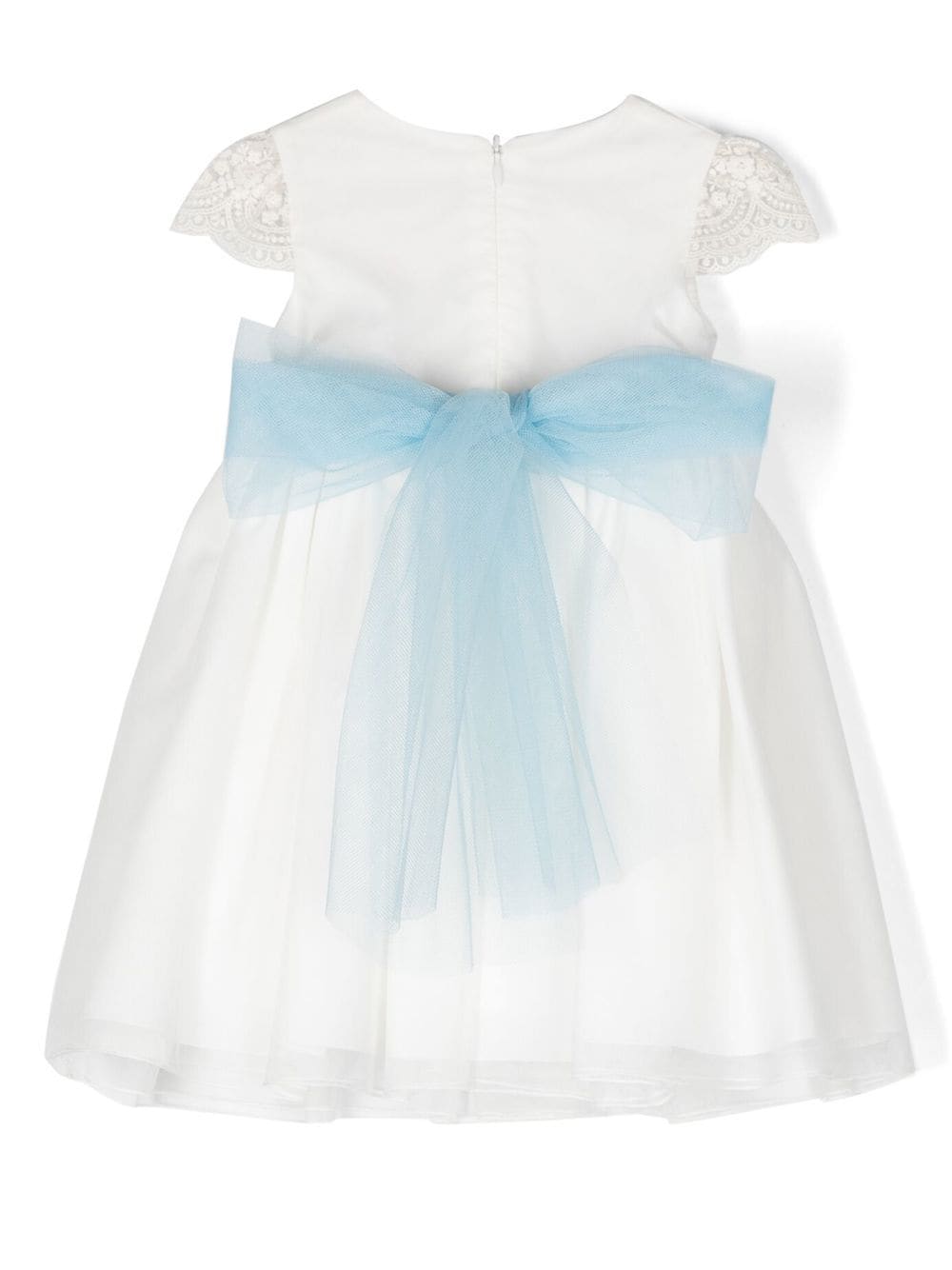 Vestido de bautizo blanco con lazo azul - 310BB - marca Mimilú