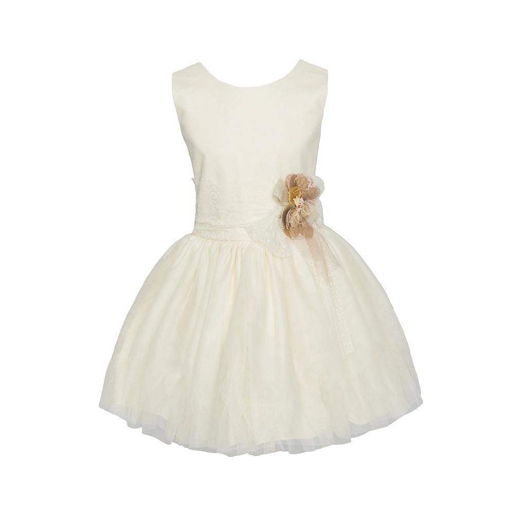 Vestido corto tono beige sin manga para eventos sociales - M044 - marca Marla