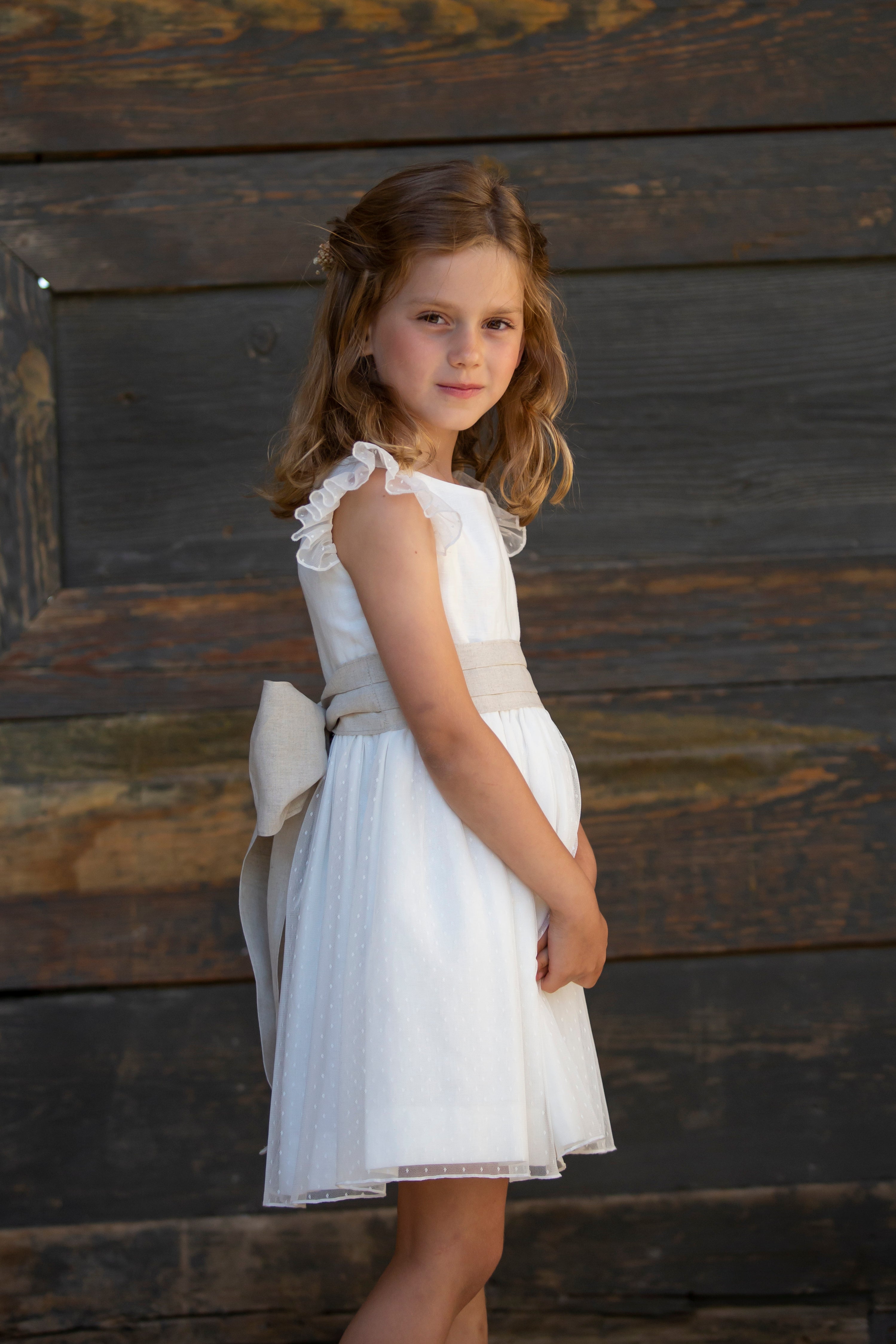 Vestido blanco con tul plumetti para eventos sociales - JULIETA - marca Coordinanos