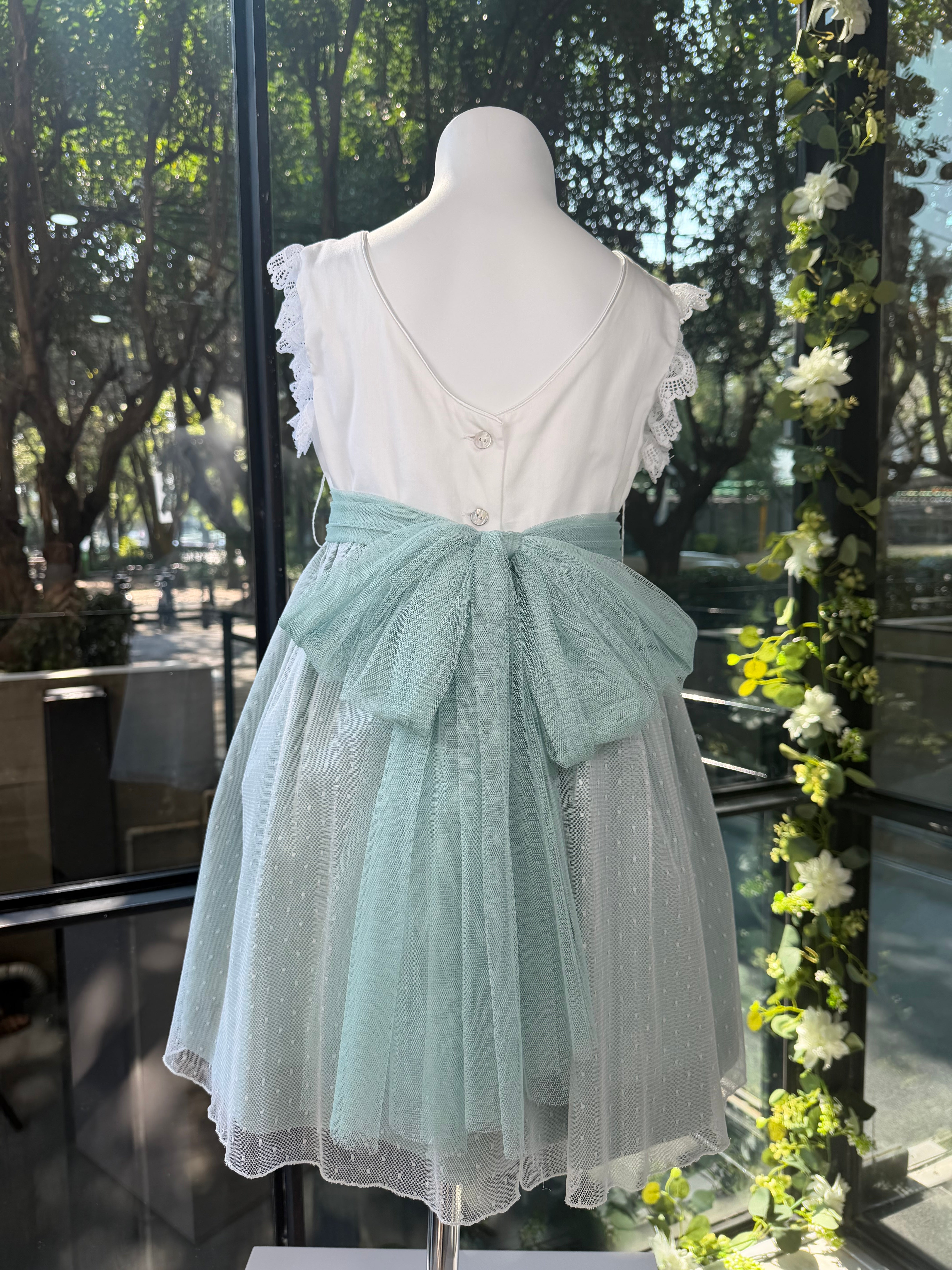Vestido blanco con falda menta para eventos sociales - MARTA - marca Coordinanos