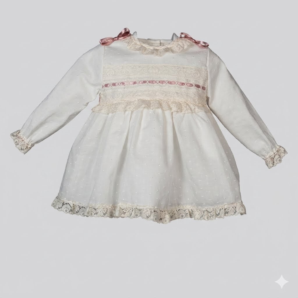 Vestido para bautizo con braguita y gorro - 2927 - marca Mimosines