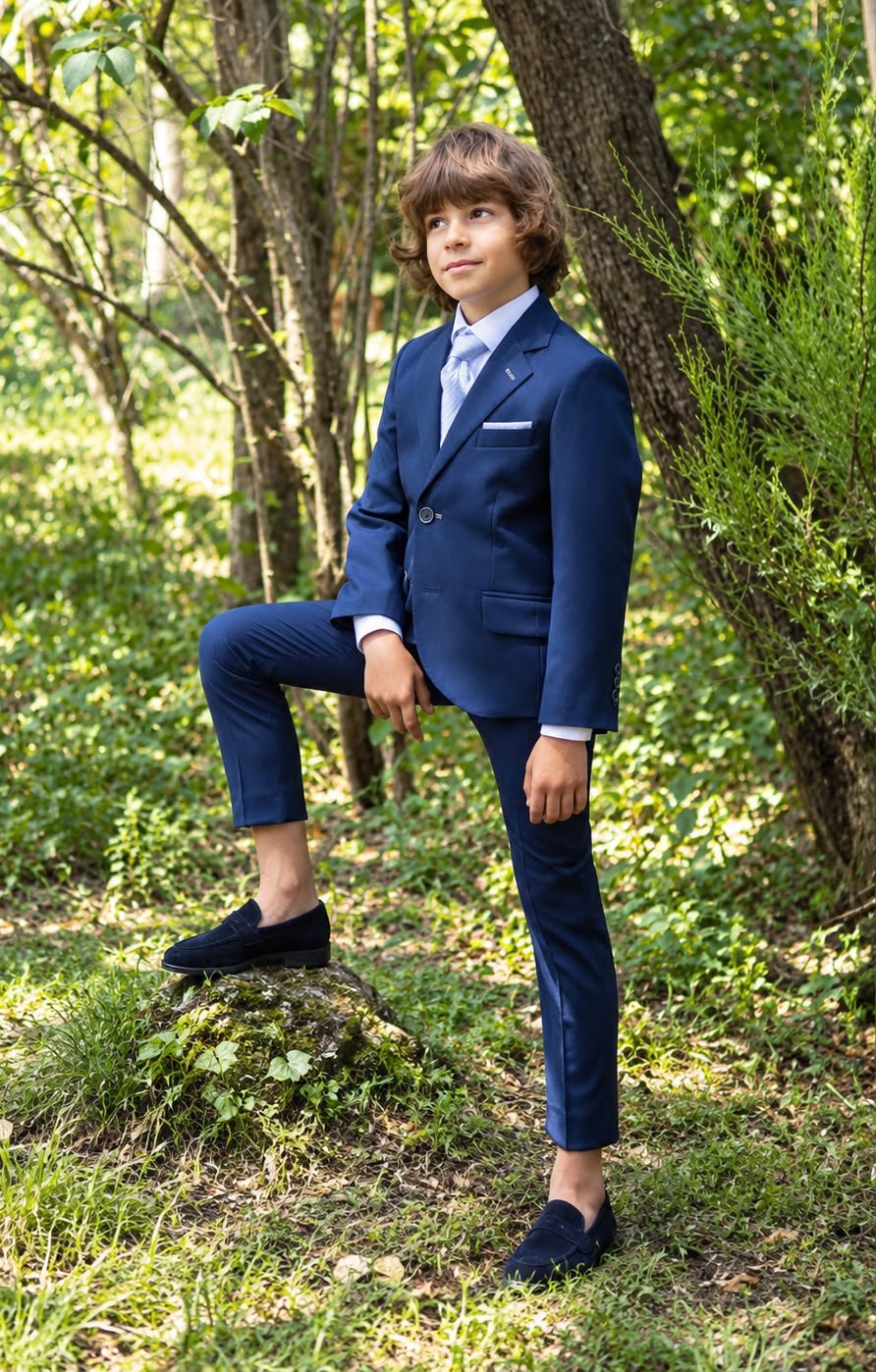 Traje completo con saco y pantalón azul marino para comunión niño - marca Nova Drima